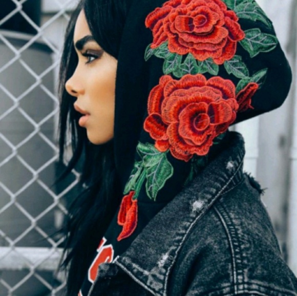 pullover floral print hoodie